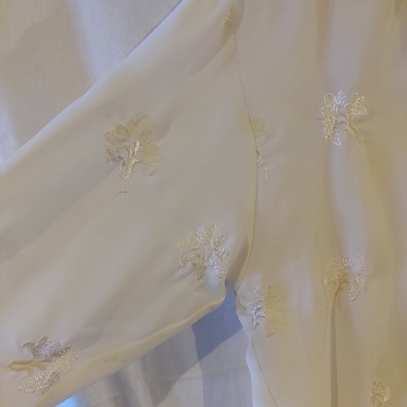 HW New York Women's Cream Sheer Dressy Button Down Blouse Size L - Picture 2 of 12
